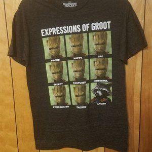 GROOT Shirt SMALL Short Sleeve Graphic Expressions of Groot Guardians Galaxy B4